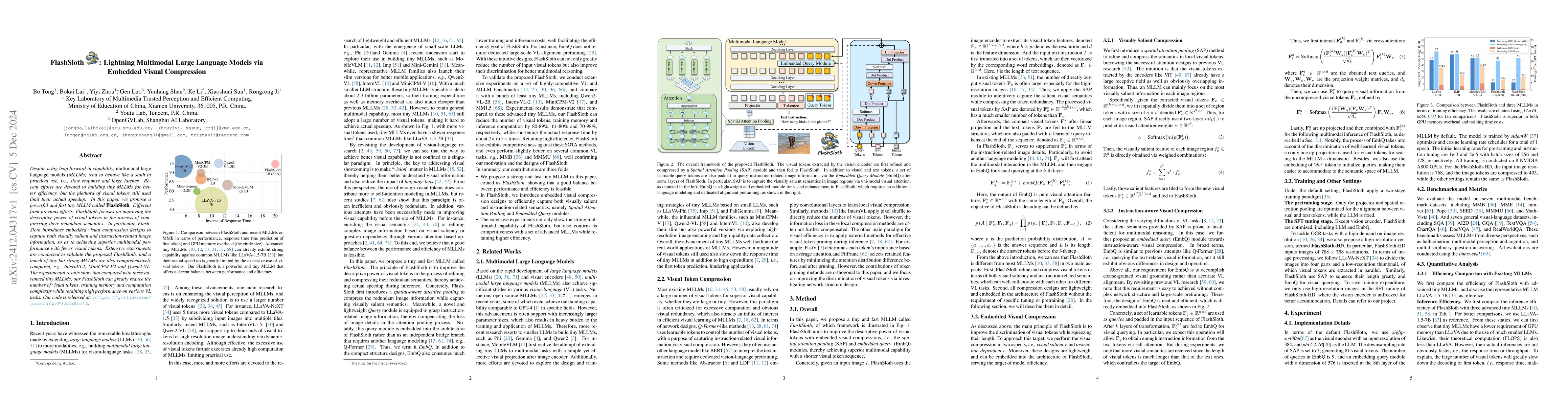 Thumbnail for FlashSloth: Lightning Multimodal Large Language Models via Embedded
  Visual Compression