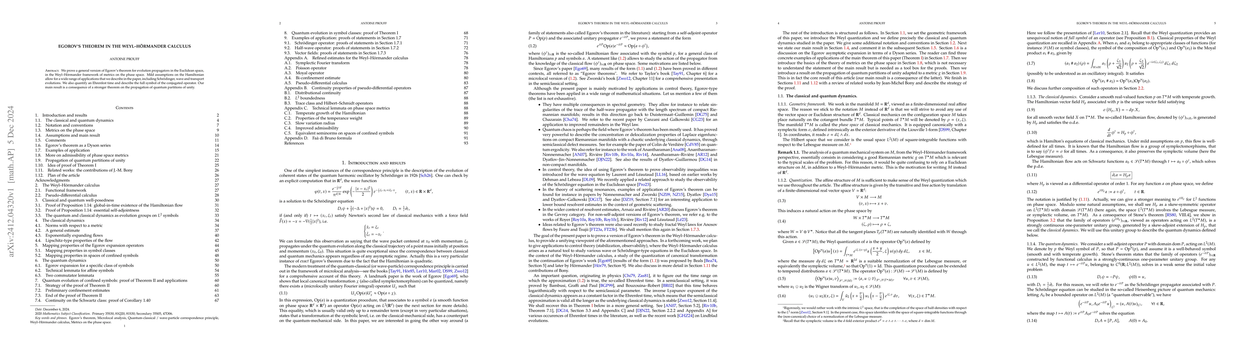 Thumbnail for Egorov's theorem in the Weyl--Hörmander calculus