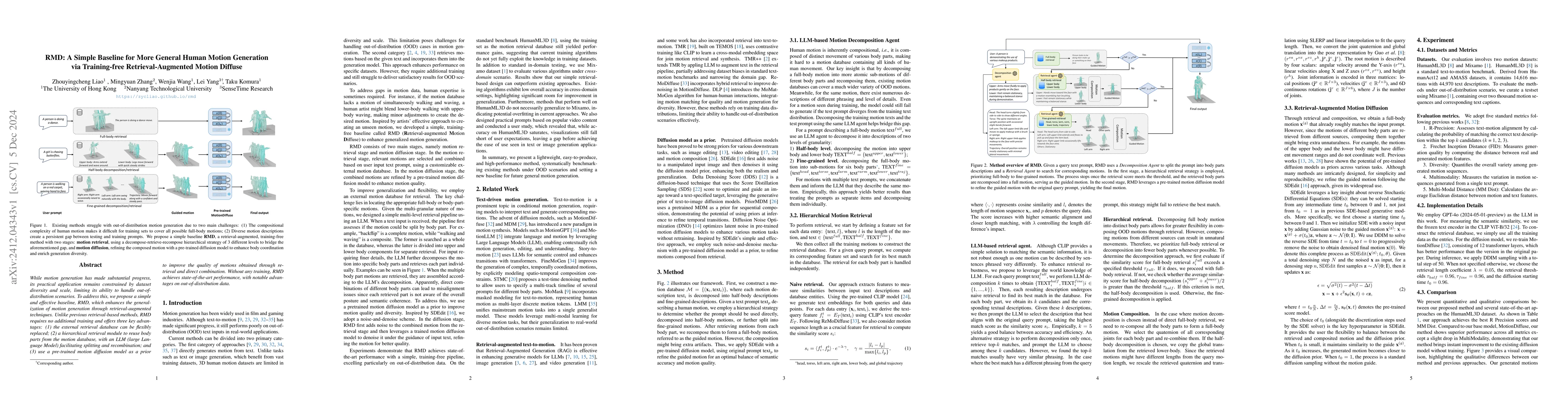 Thumbnail for RMD: A Simple Baseline for More General Human Motion Generation via
  Training-free Retrieval-Augmented Motion Diffuse