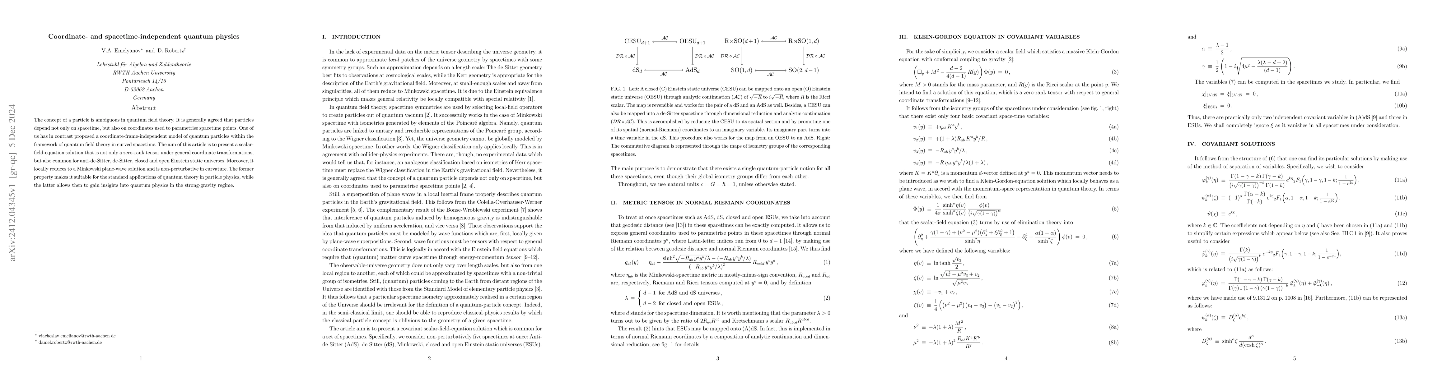 Thumbnail for Coordinate- and spacetime-independent quantum physics