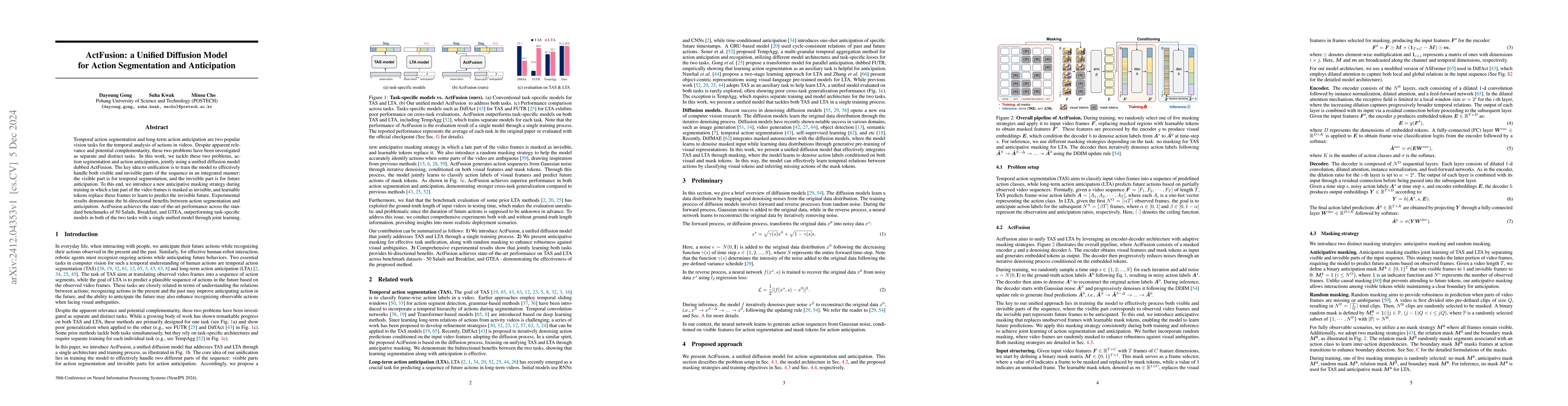 Thumbnail for ActFusion: a Unified Diffusion Model for Action Segmentation and
  Anticipation
