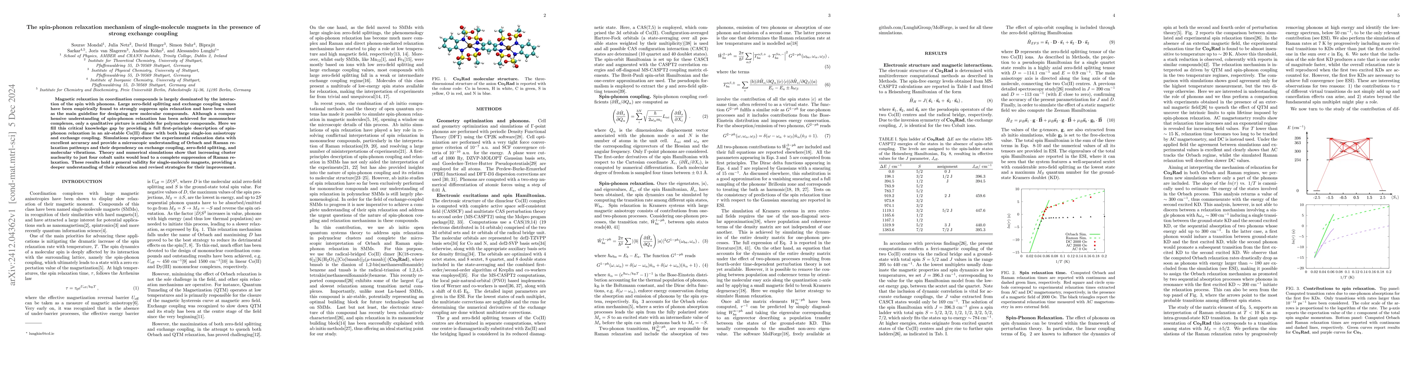 Thumbnail for The spin-phonon relaxation mechanism of single-molecule magnets in the
  presence of strong exchange coupling