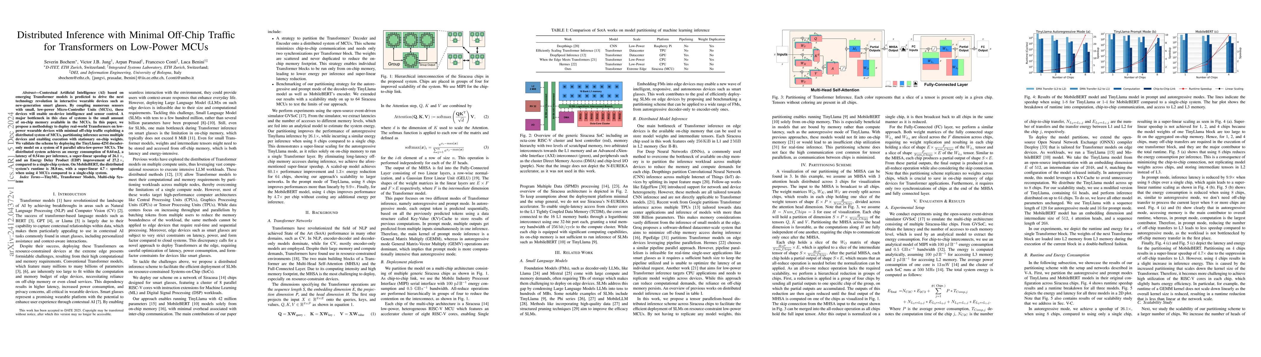 Thumbnail for Distributed Inference with Minimal Off-Chip Traffic for Transformers on
  Low-Power MCUs