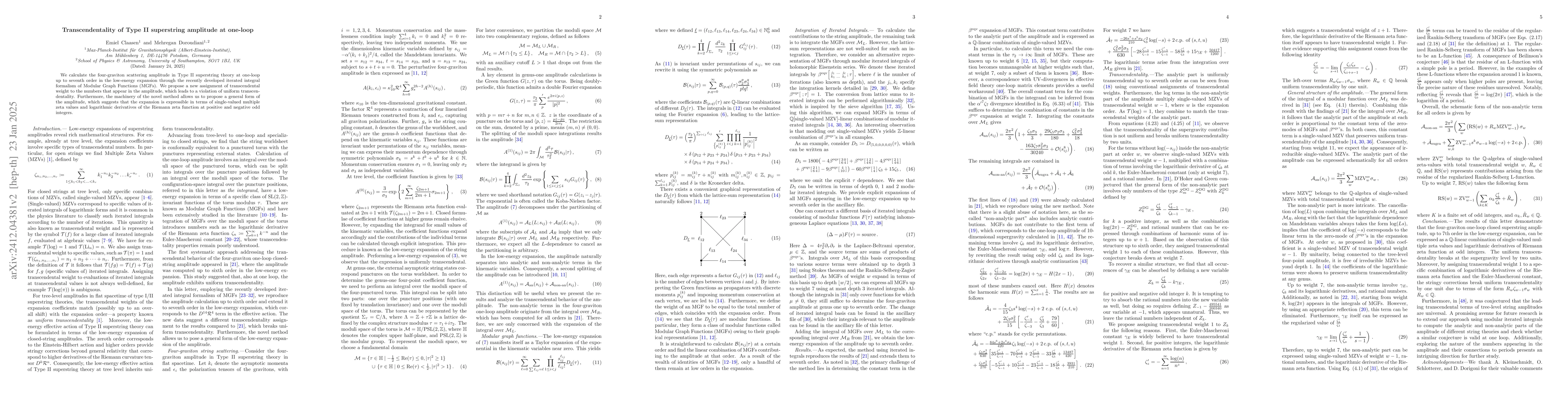 Thumbnail for Transcendentality of Type II superstring amplitude at one-loop