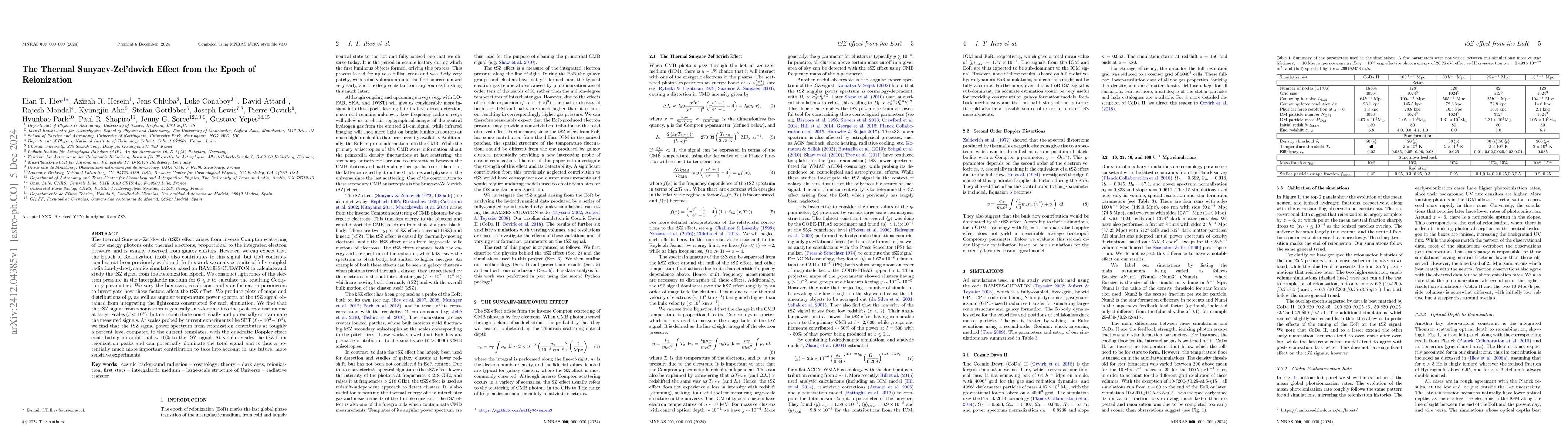 Thumbnail for The Thermal Sunyaev-Zel'dovich Effect from the Epoch of Reionization