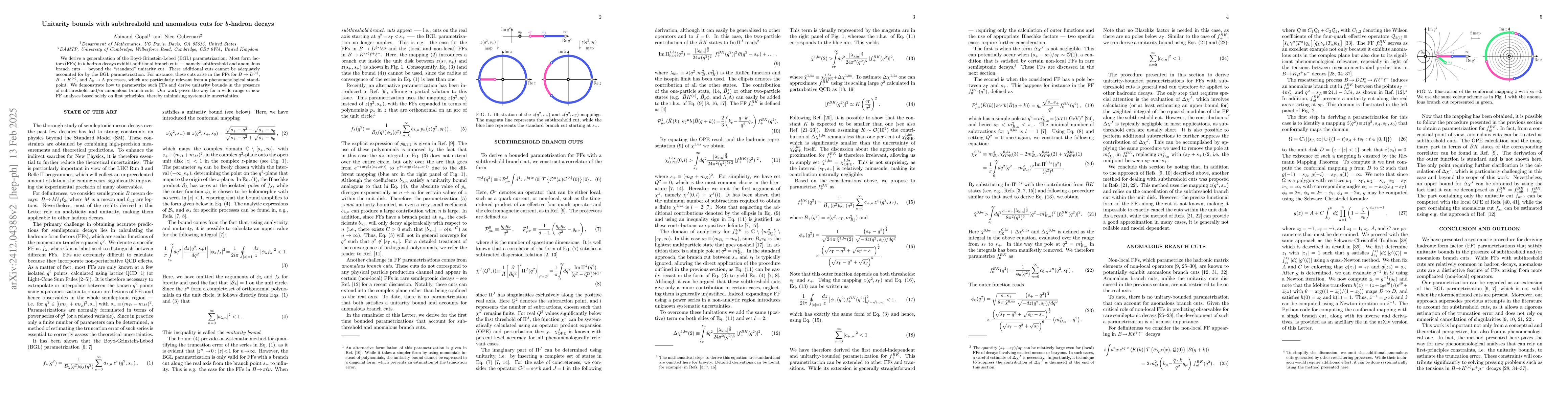 Thumbnail for Unitarity bounds with subthreshold and anomalous cuts for $b$-hadron
  decays