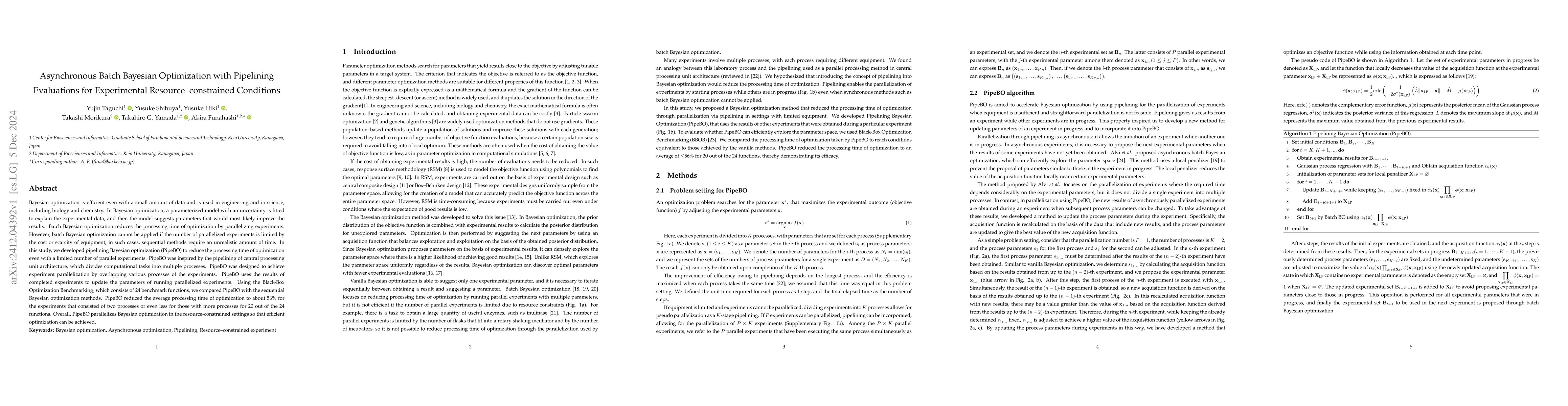 Thumbnail for Asynchronous Batch Bayesian Optimization with Pipelining Evaluations for
  Experimental Resource$\unicode{x2013}$constrained Conditions