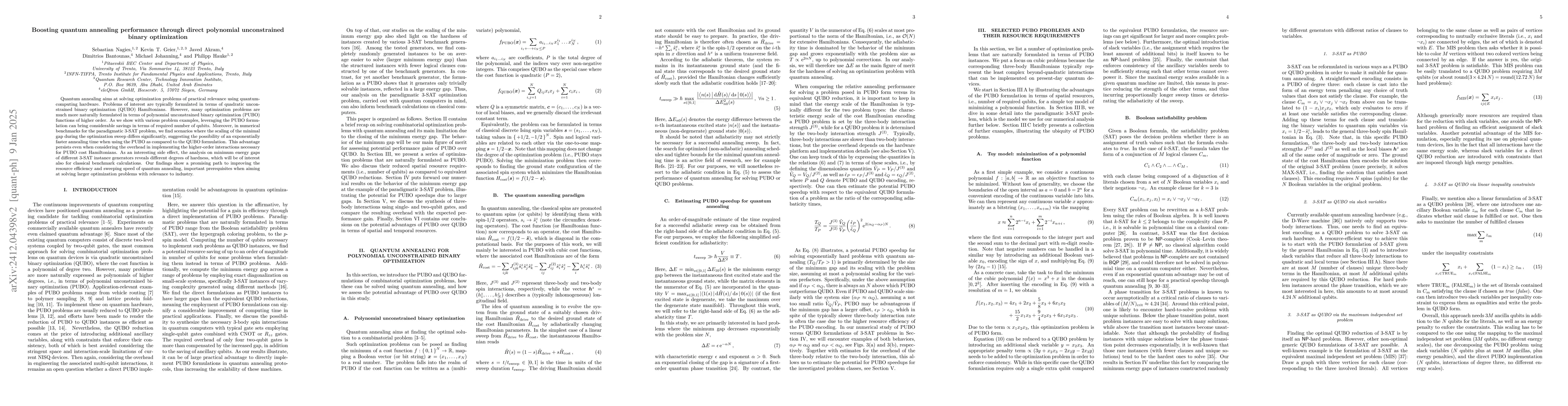 Thumbnail for Boosting quantum annealing performance through direct polynomial
  unconstrained binary optimization