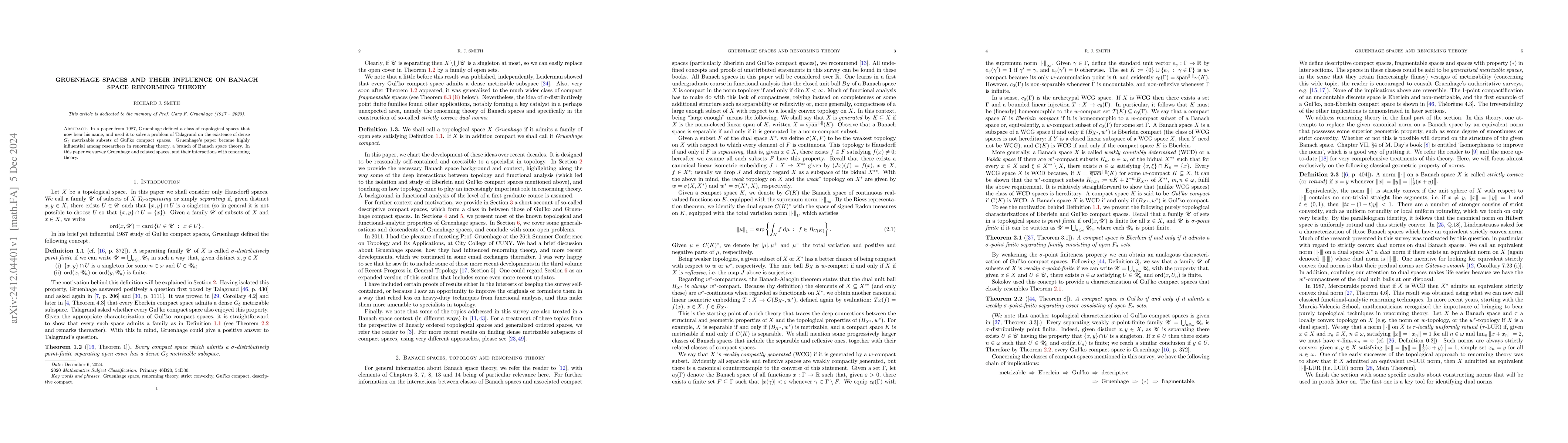 Thumbnail for Gruenhage spaces and their influence on Banach space renorming theory