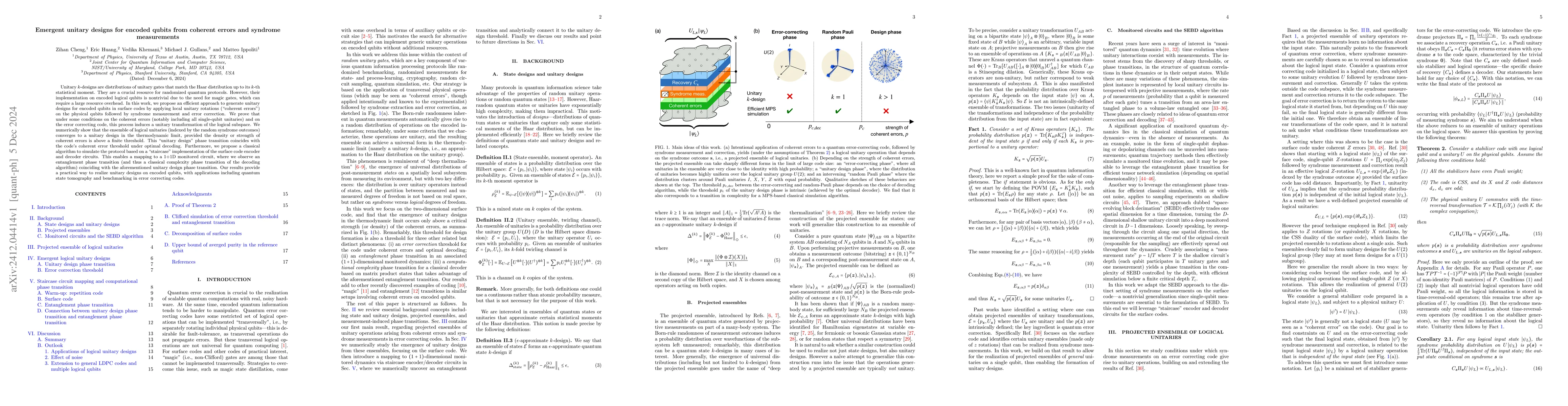 Thumbnail for Emergent unitary designs for encoded qubits from coherent errors and
  syndrome measurements