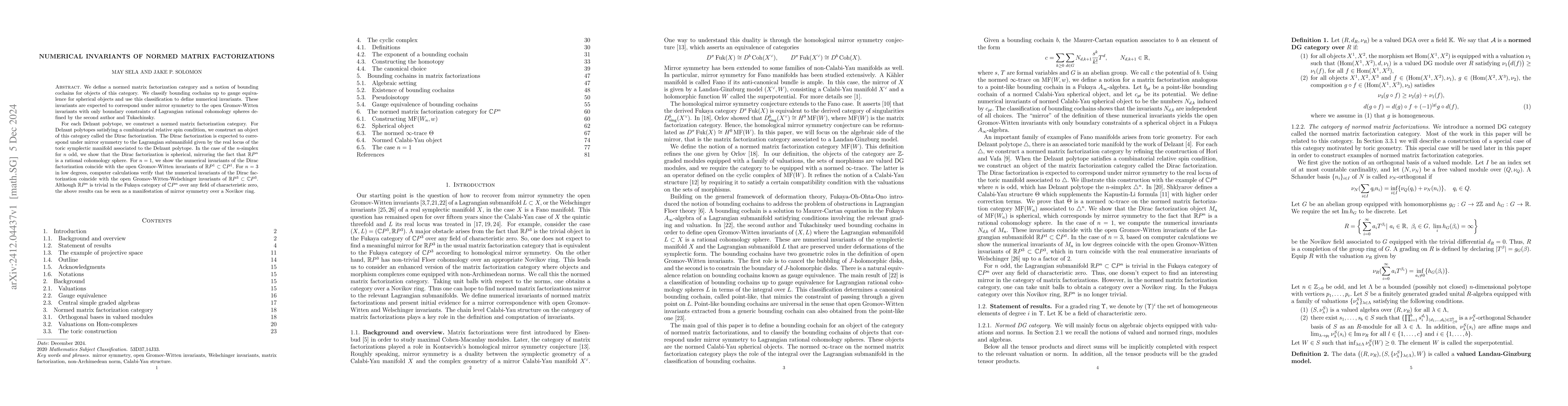 Thumbnail for Numerical invariants of normed matrix factorizations