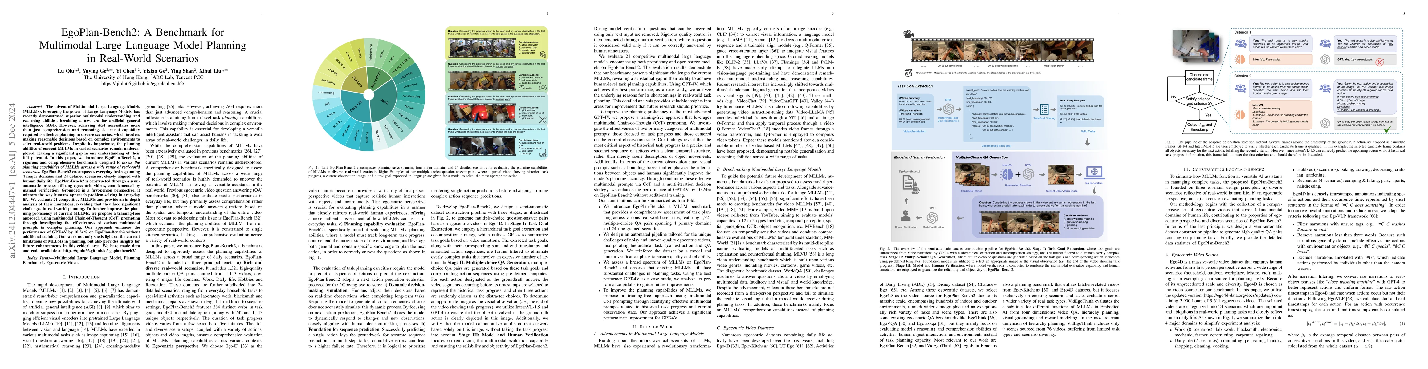 Thumbnail for EgoPlan-Bench2: A Benchmark for Multimodal Large Language Model Planning
  in Real-World Scenarios