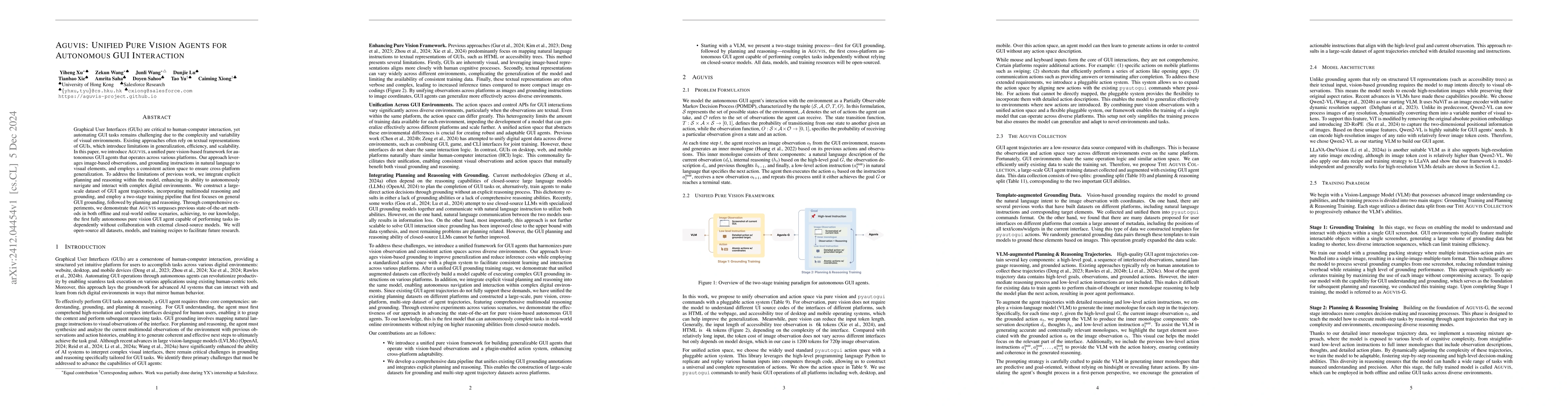 Thumbnail for Aguvis: Unified Pure Vision Agents for Autonomous GUI Interaction