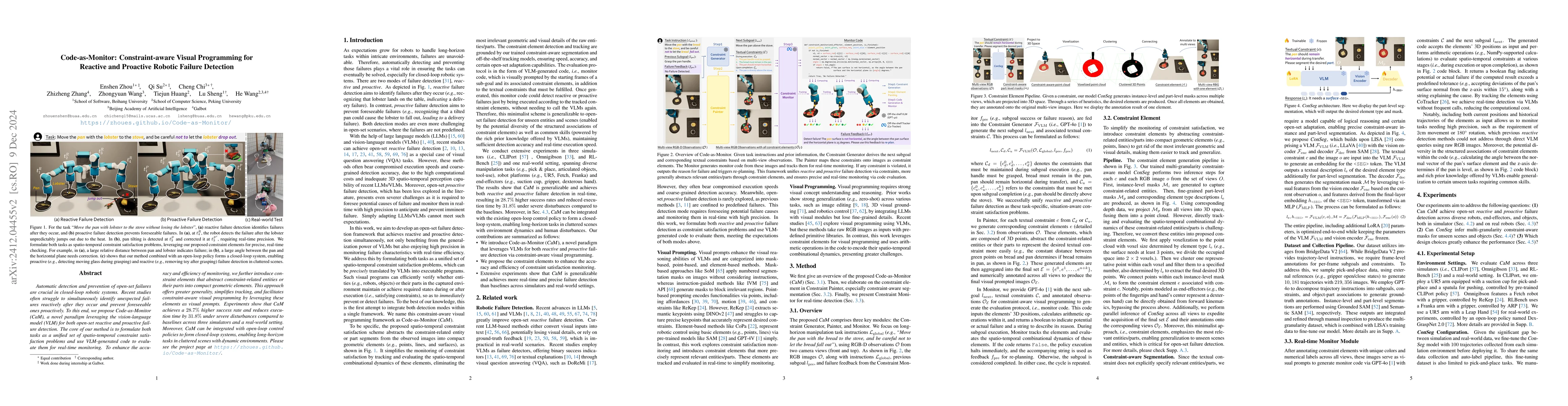 Thumbnail for Code-as-Monitor: Constraint-aware Visual Programming for Reactive and
  Proactive Robotic Failure Detection