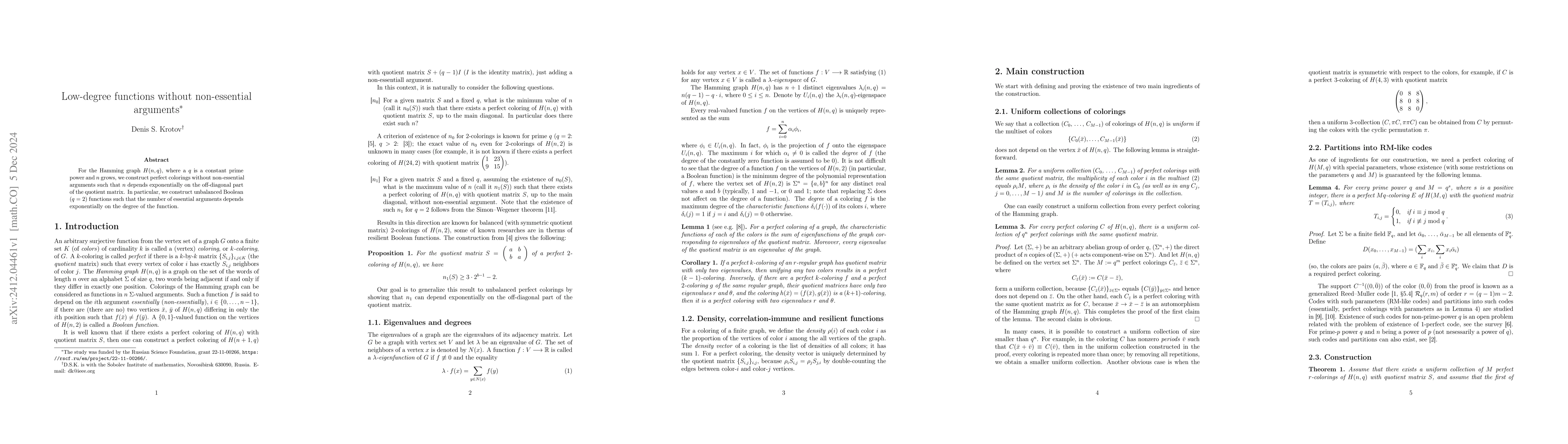 Thumbnail for Low-degree functions without non-essential arguments