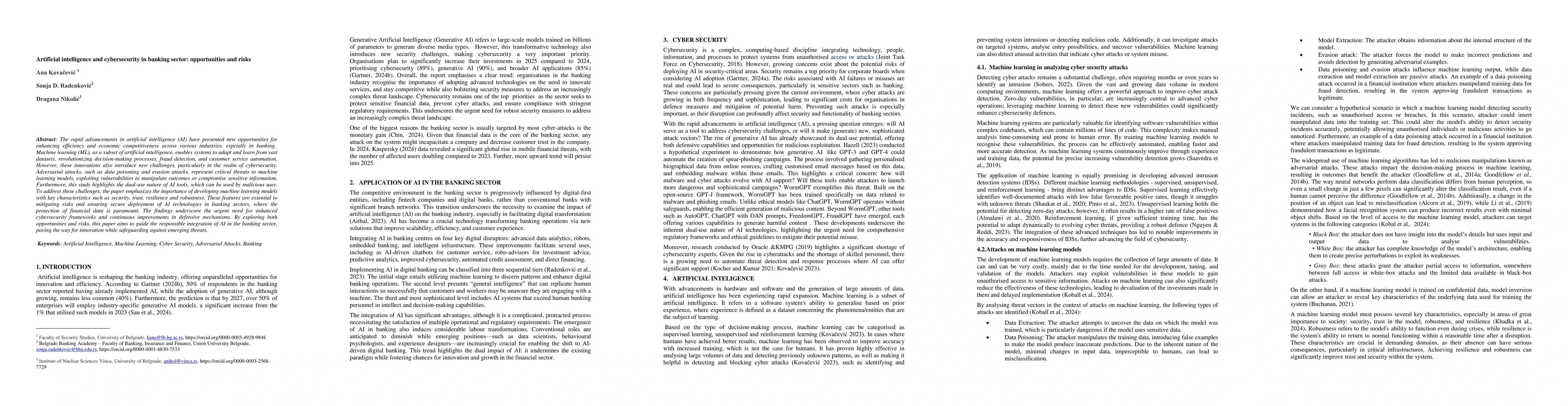 Thumbnail for Artificial intelligence and cybersecurity in banking sector:
  opportunities and risks