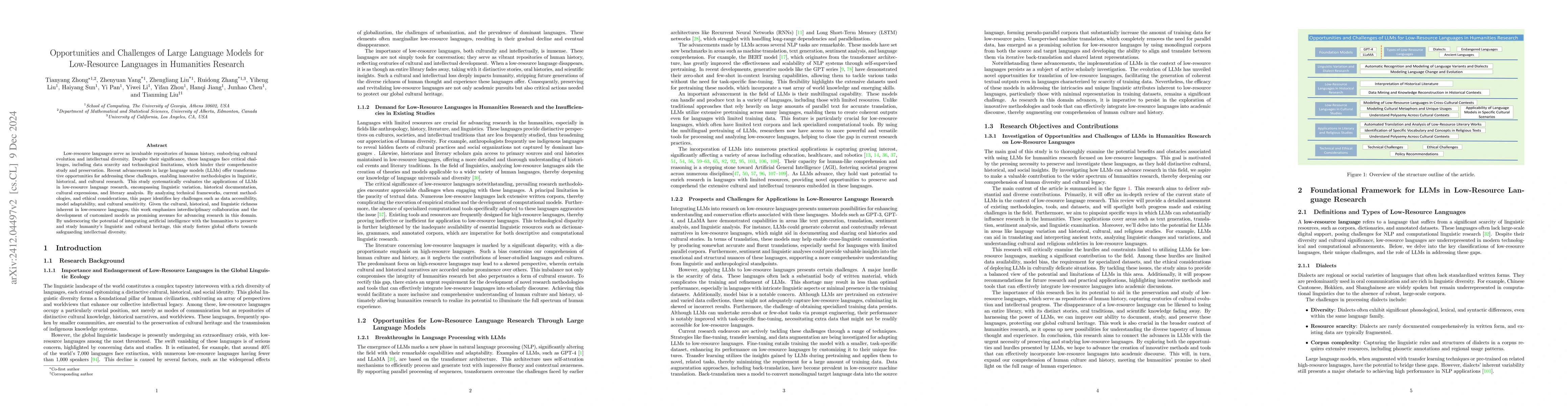 Thumbnail for Opportunities and Challenges of Large Language Models for Low-Resource
  Languages in Humanities Research