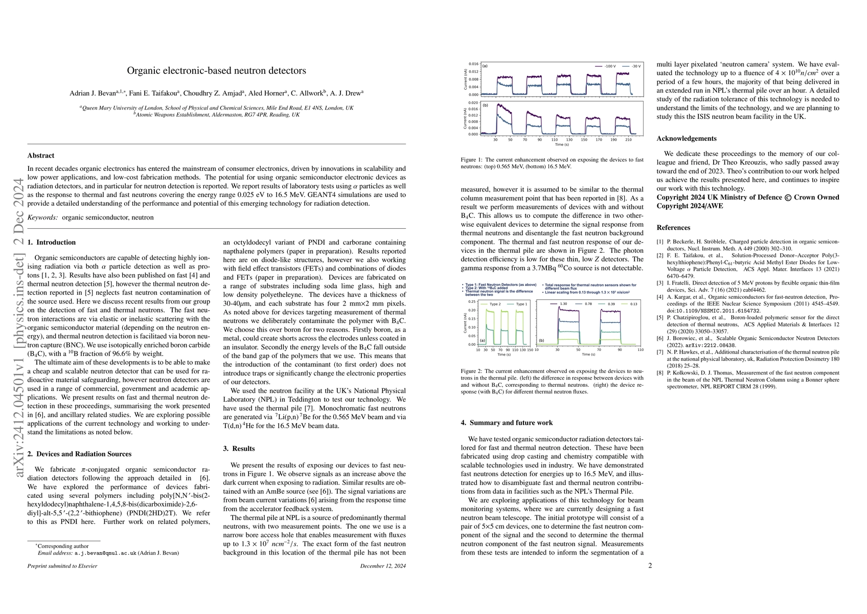 Thumbnail for Organic electronic-based neutron detectors