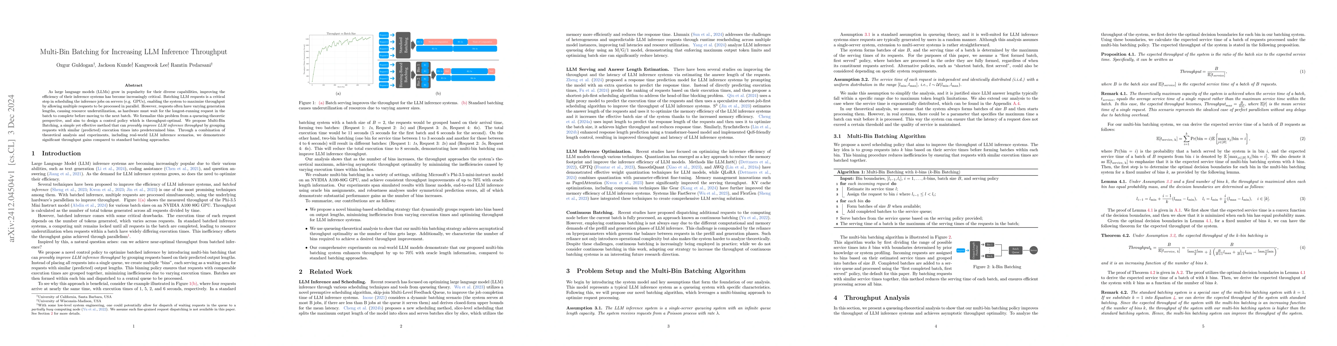 Thumbnail for Multi-Bin Batching for Increasing LLM Inference Throughput
