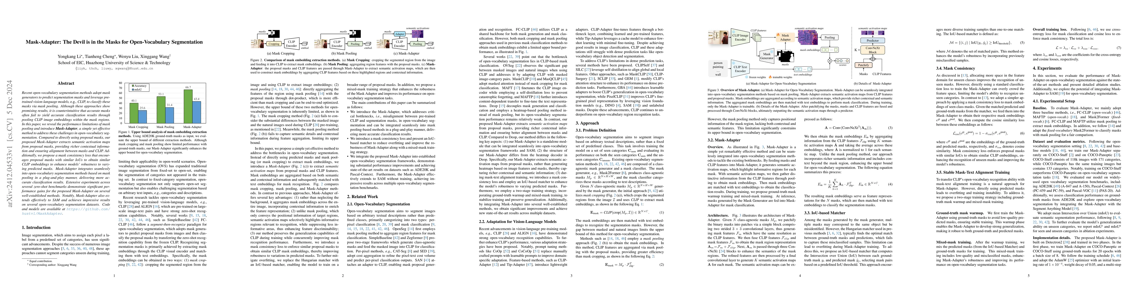 Thumbnail for Mask-Adapter: The Devil is in the Masks for Open-Vocabulary Segmentation