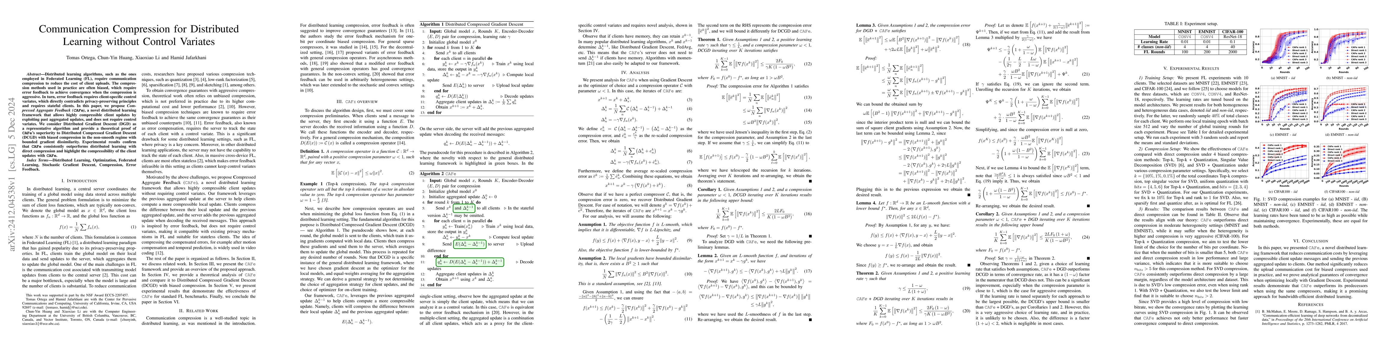 Thumbnail for Communication Compression for Distributed Learning without Control
  Variates