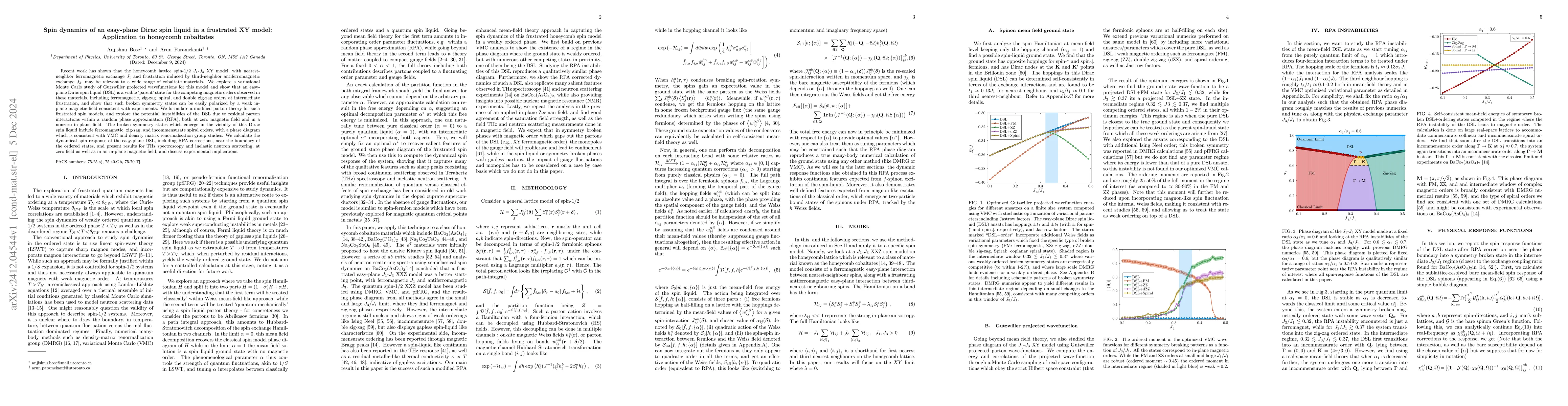 Thumbnail for Spin dynamics of an easy-plane Dirac spin liquid in a frustrated XY
  model: Application to honeycomb cobaltates
