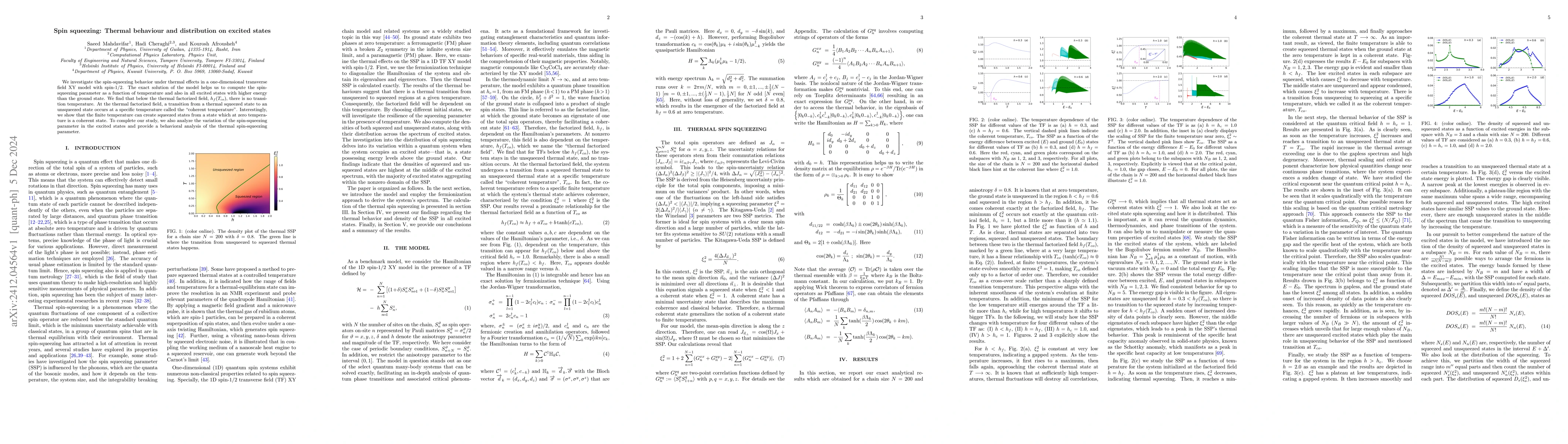 Thumbnail for Spin squeezing: Thermal behavior and distribution on excited states