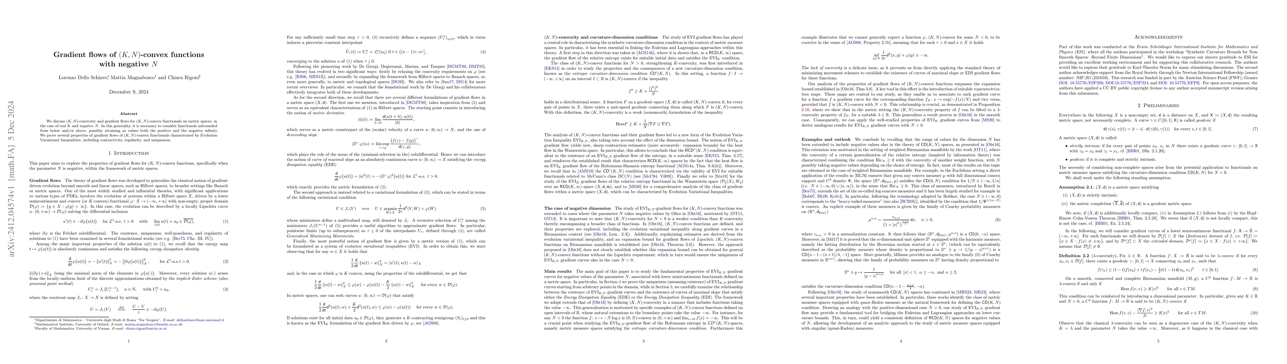 Thumbnail for Gradient flows of $(K,N)$-convex functions with negative $N$