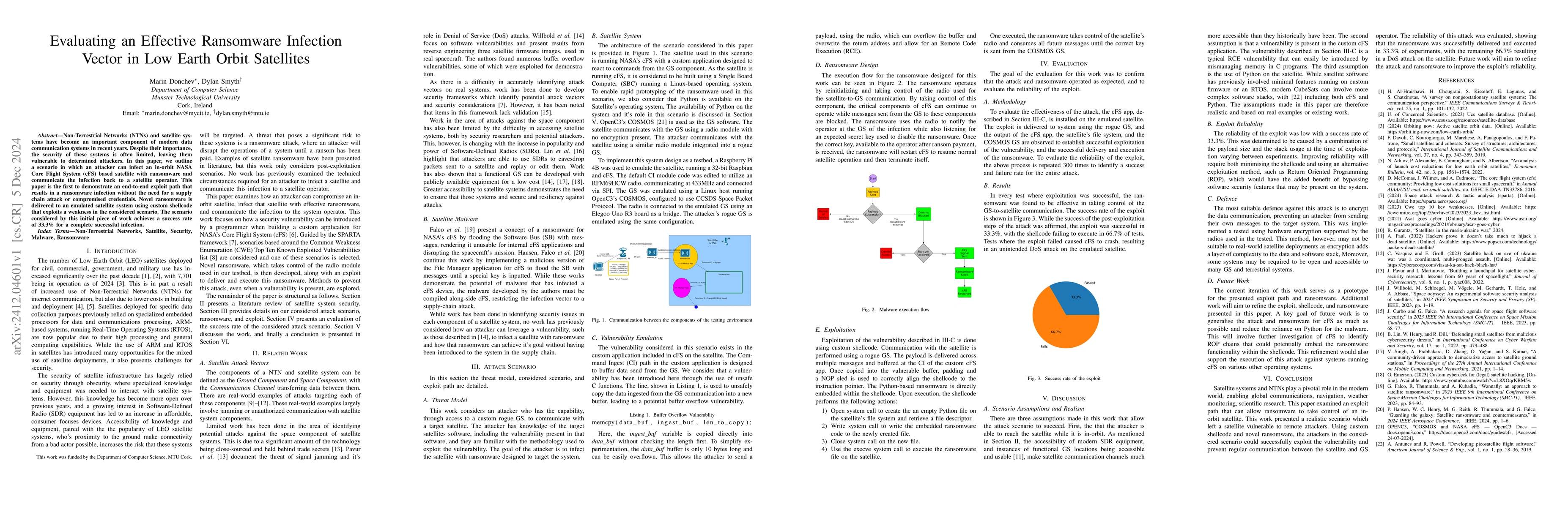 Thumbnail for Evaluating an Effective Ransomware Infection Vector in Low Earth Orbit
  Satellites