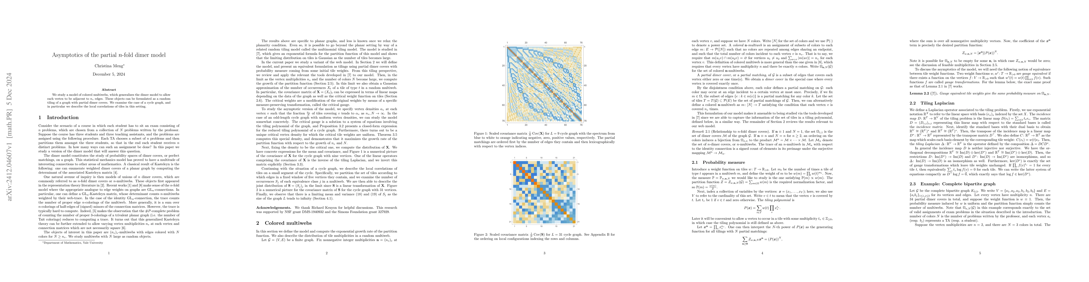 Thumbnail for Asymptotics of the partial $n$-fold dimer model