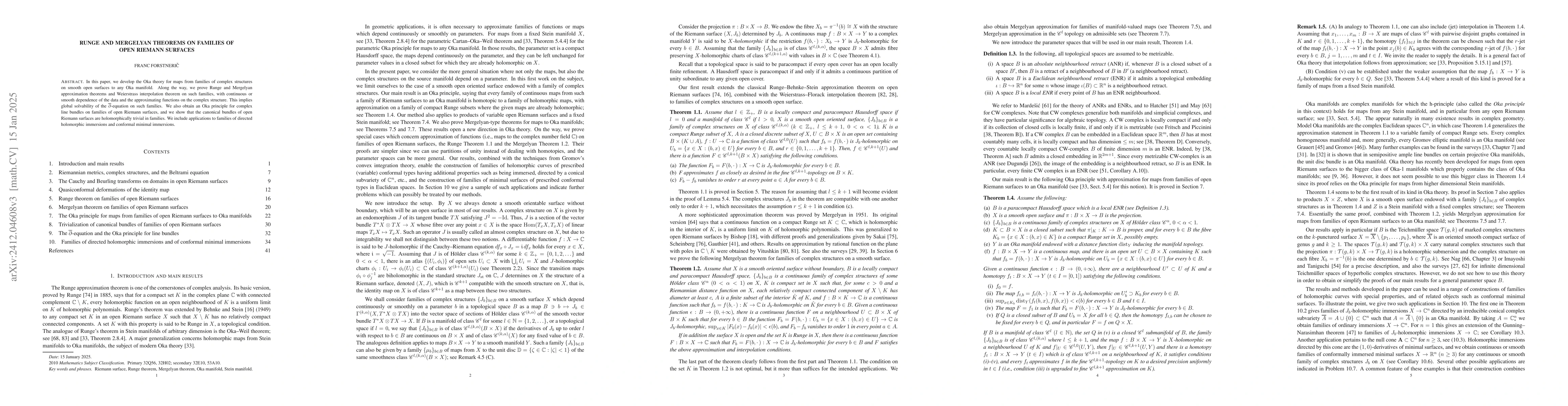 Thumbnail for Runge and Mergelyan theorems on families of open Riemann surfaces