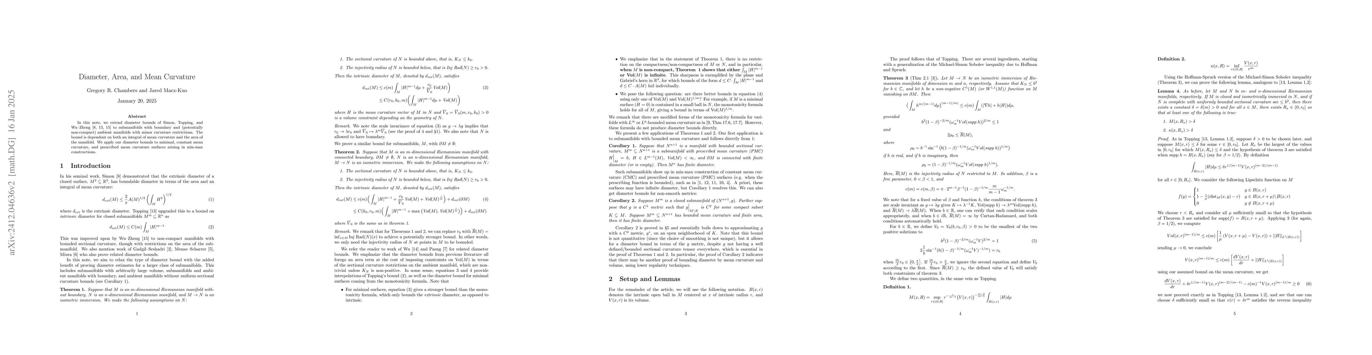 Thumbnail for Diameter, Area, and Mean curvature