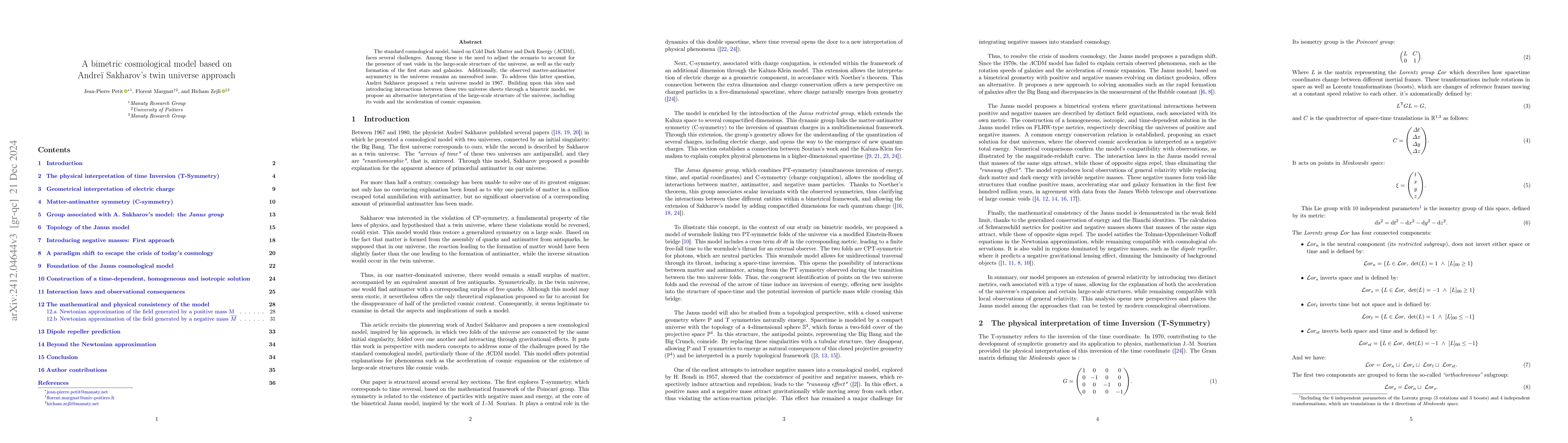 Thumbnail for A bimetric cosmological model based on Andrei Sakharov's twin universe
  approach