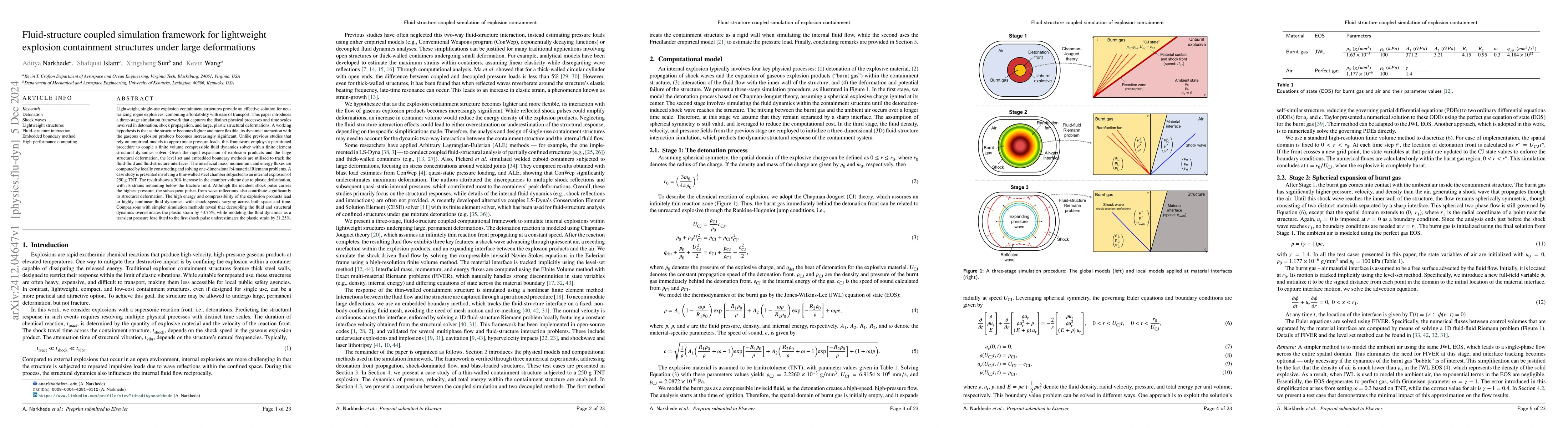 Thumbnail for Fluid-structure coupled simulation framework for lightweight explosion
  containment structures under large deformations