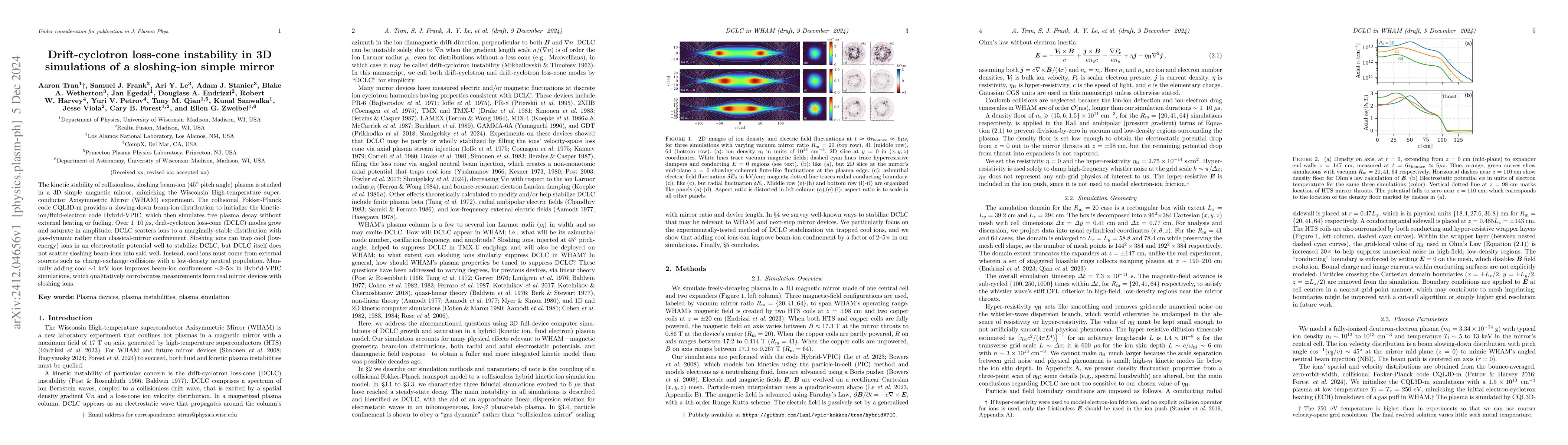 Thumbnail for Drift-cyclotron loss-cone instability in 3D simulations of a
  sloshing-ion simple mirror