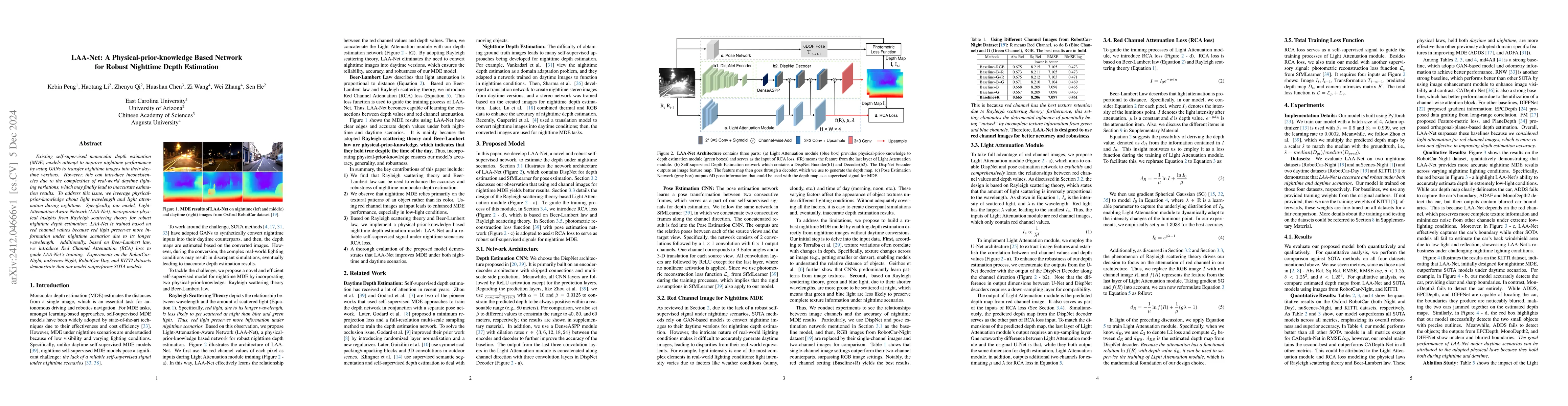 Thumbnail for LAA-Net: A Physical-prior-knowledge Based Network for Robust Nighttime
  Depth Estimation