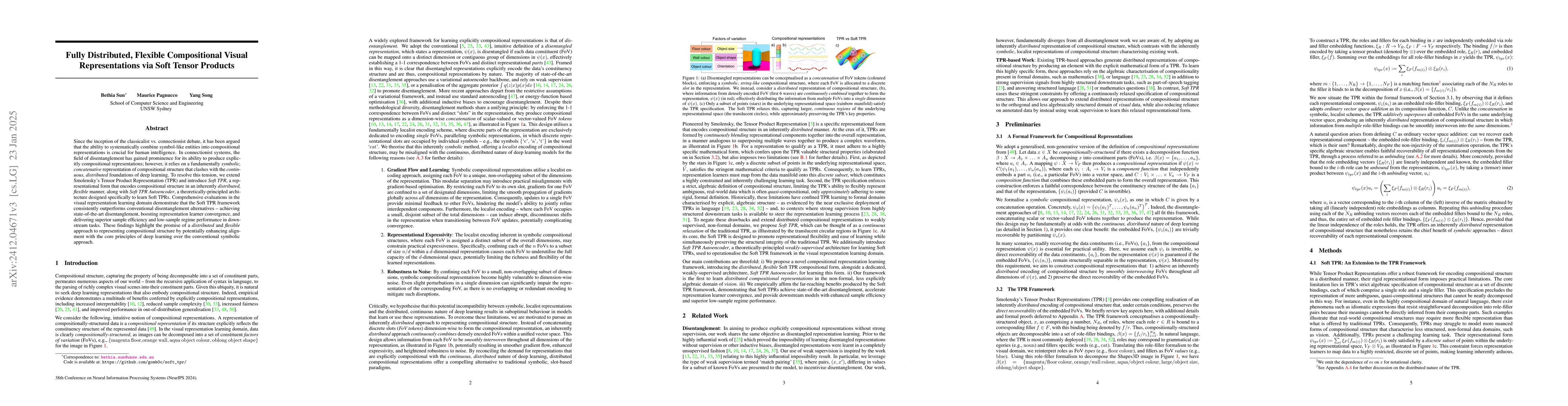 Thumbnail for Soft Tensor Product Representations for Fully Continuous, Compositional
  Visual Representations