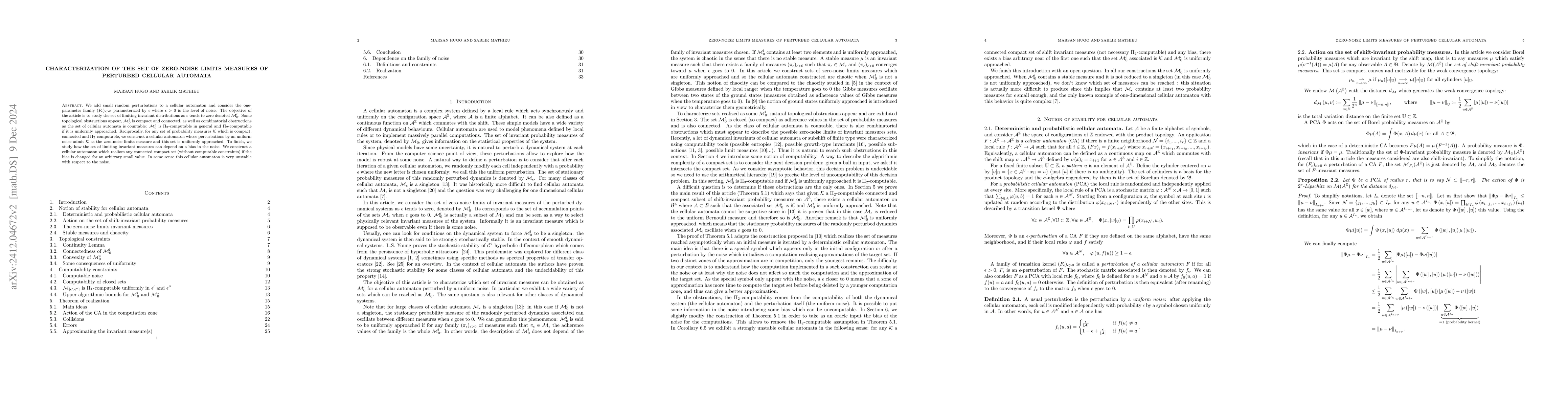 Thumbnail for Characterization of the set of zero-noise limits measures of perturbed
  cellular automata