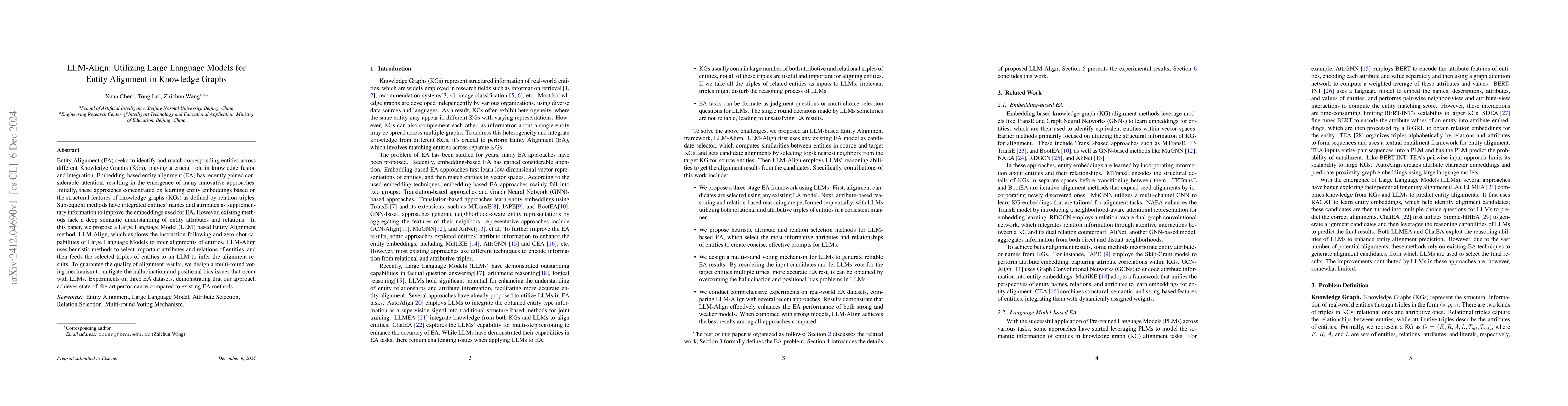 Thumbnail for LLM-Align: Utilizing Large Language Models for Entity Alignment in
  Knowledge Graphs