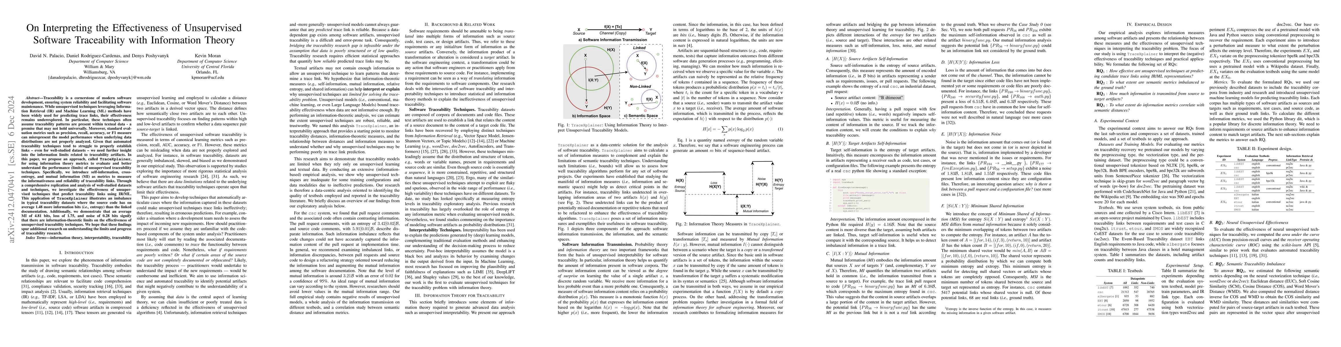 Thumbnail for On Interpreting the Effectiveness of Unsupervised Software Traceability
  with Information Theory