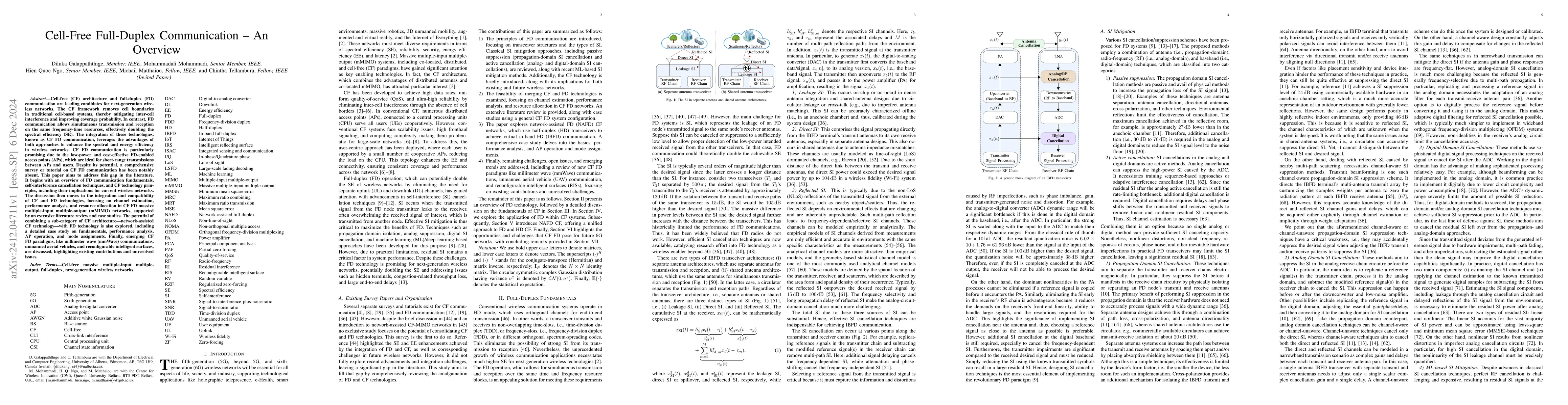 Thumbnail for Cell-Free Full-Duplex Communication -- An Overview