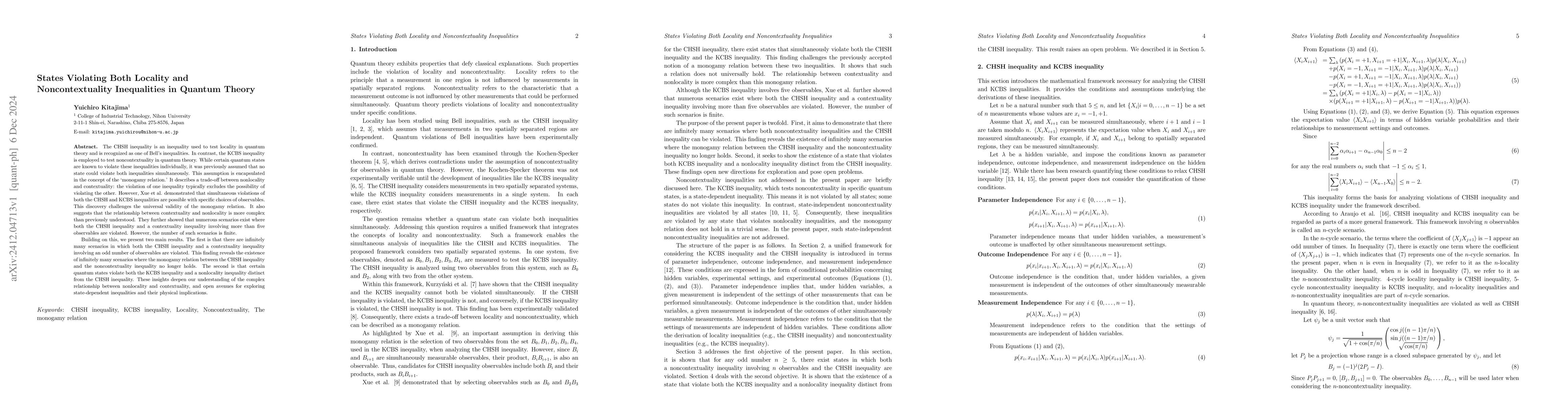 Thumbnail for States Violating Both Locality and Noncontextuality Inequalities in
  Quantum Theory