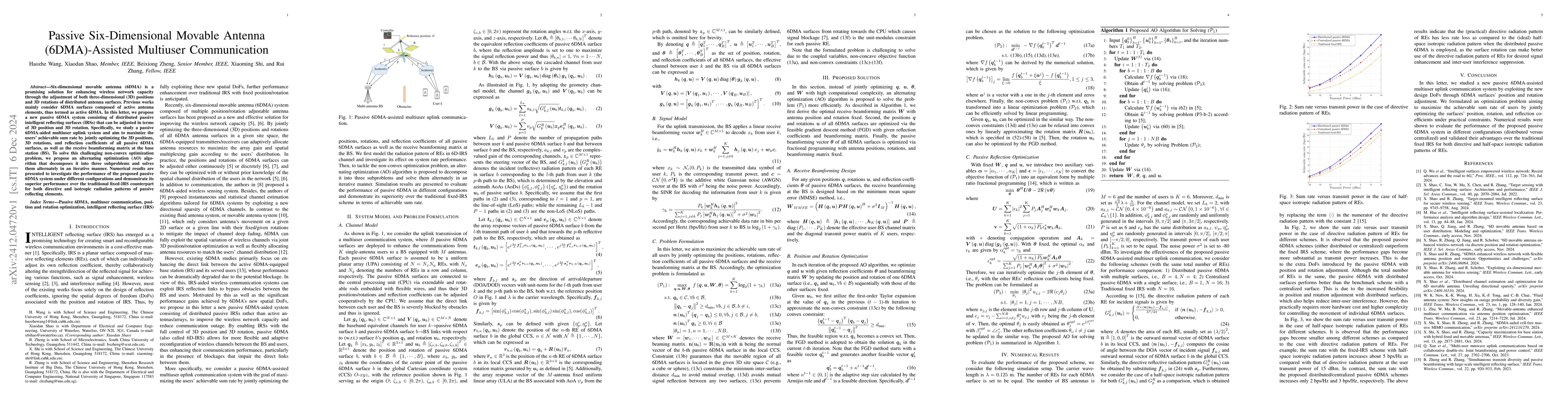 Thumbnail for Passive Six-Dimensional Movable Antenna (6DMA)-Assisted Multiuser
  Communication