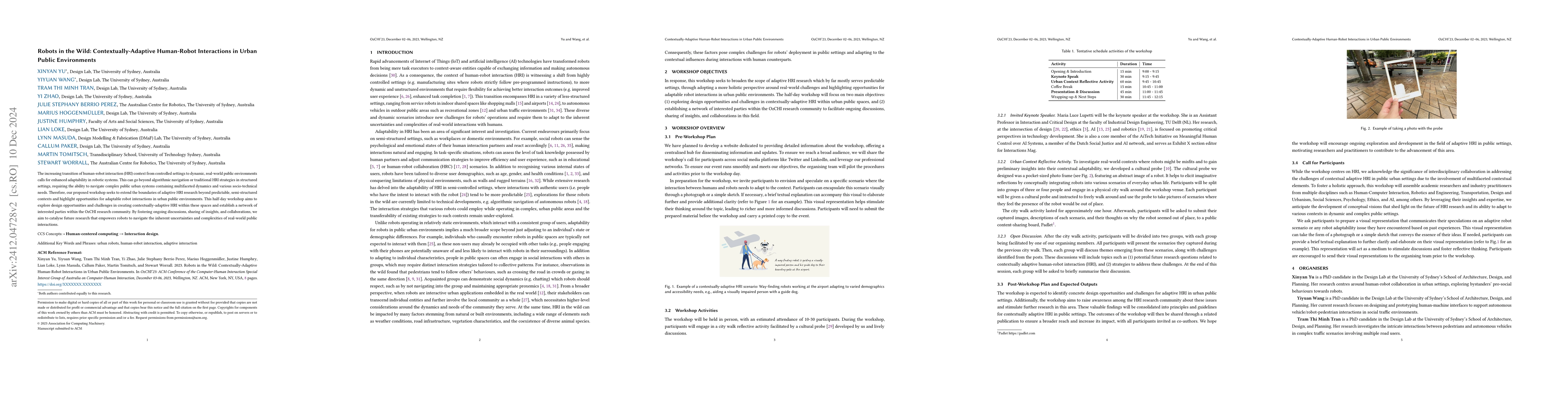 Thumbnail for Robots in the Wild: Contextually-Adaptive Human-Robot Interactions in
  Urban Public Environments