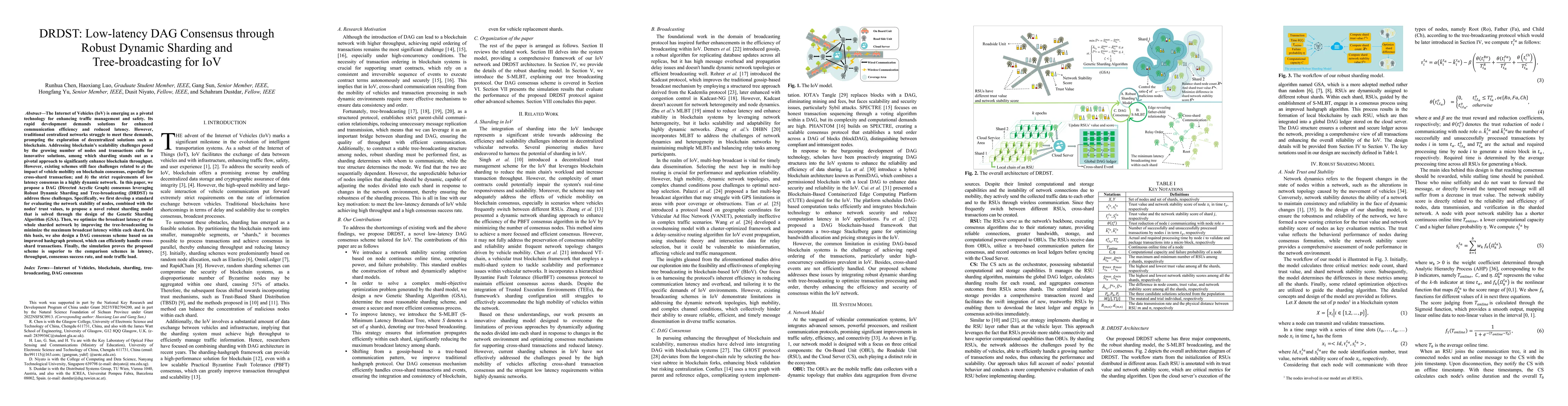 Thumbnail for DRDST: Low-latency DAG Consensus through Robust Dynamic Sharding and
  Tree-broadcasting for IoV