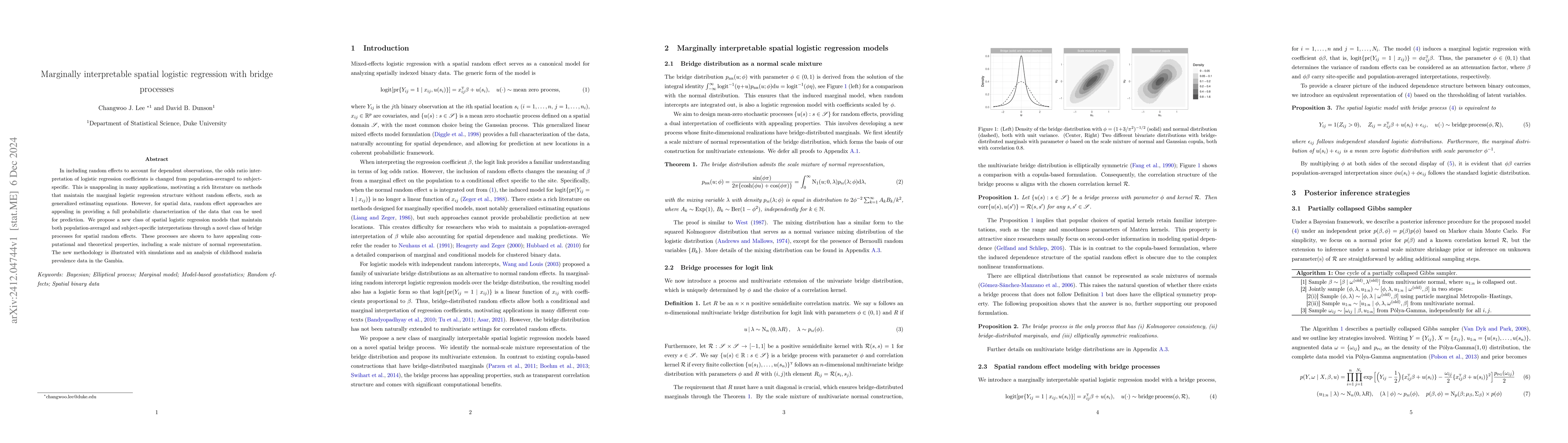 Thumbnail for Marginally interpretable spatial logistic regression with bridge
  processes