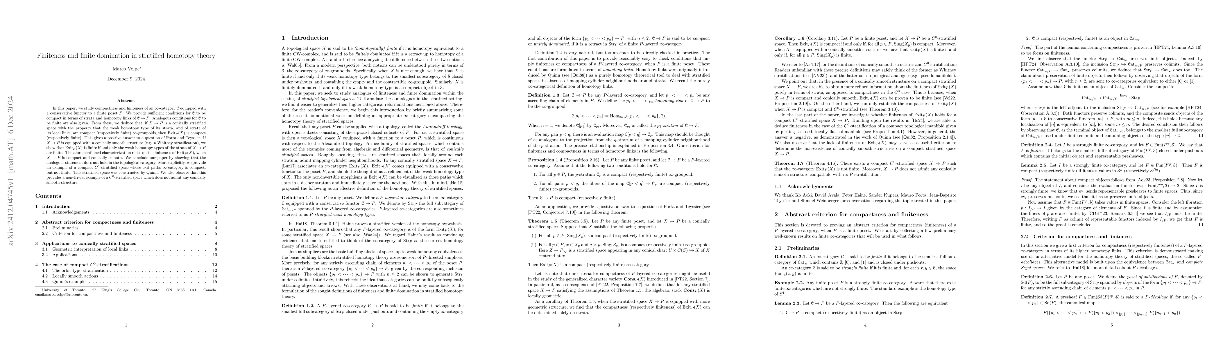 Thumbnail for Finiteness and finite domination in stratified homotopy theory