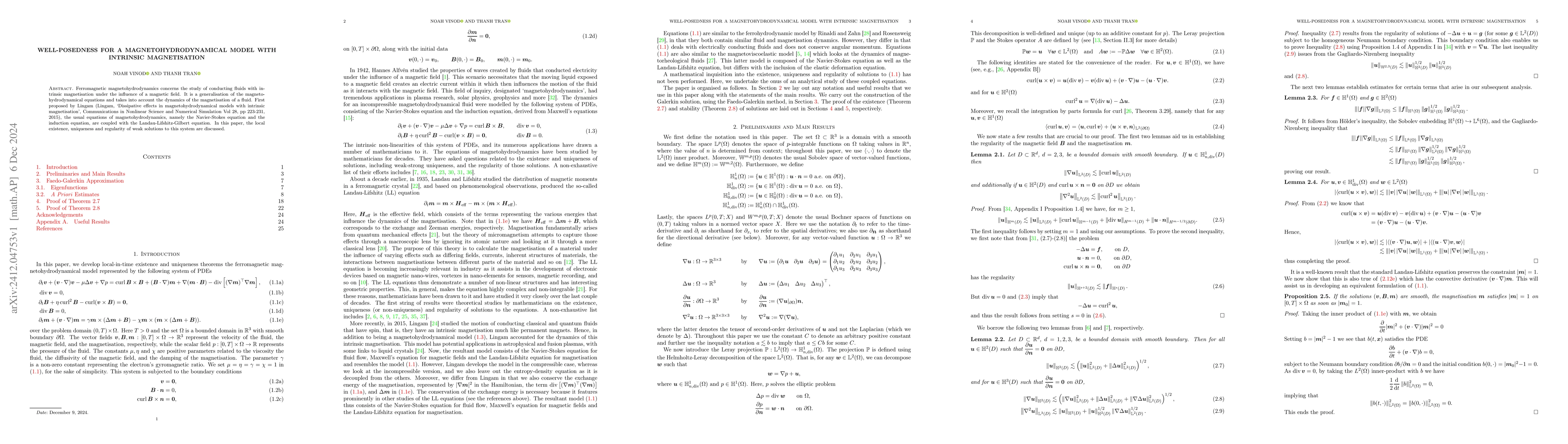 Thumbnail for Well-Posedness for a Magnetohydrodynamical Model with Intrinsic
  Magnetisation