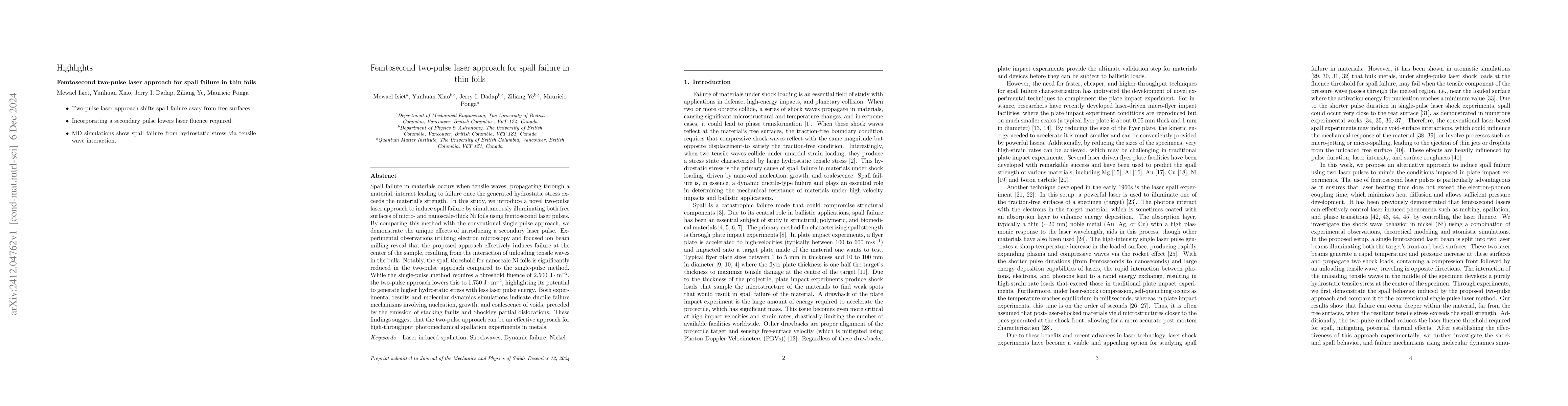 Thumbnail for Femtosecond two-pulse laser approach for spall failure in thin foils
