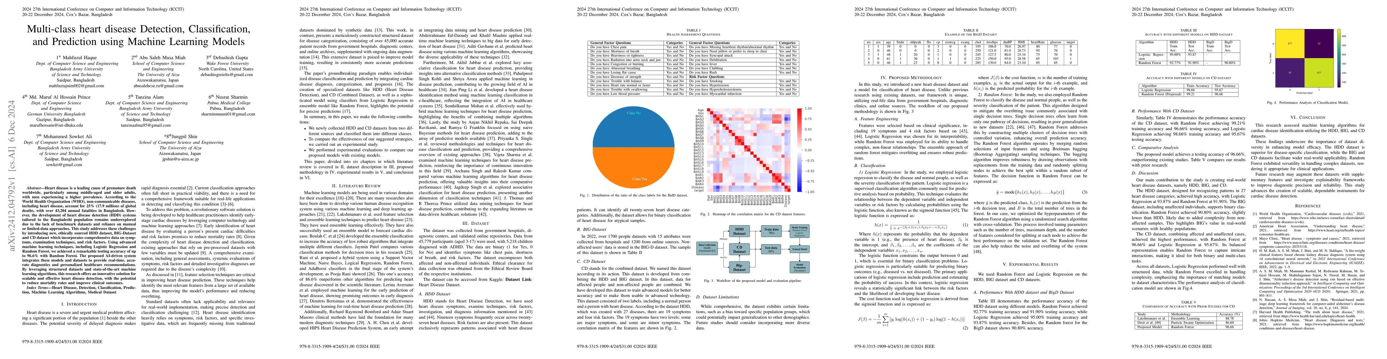 Thumbnail for Multi-class heart disease Detection, Classification, and Prediction
  using Machine Learning Models